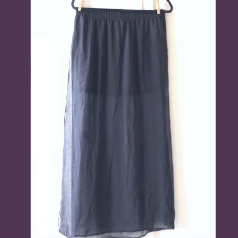 Sheer maxi skirt, slit on both sides